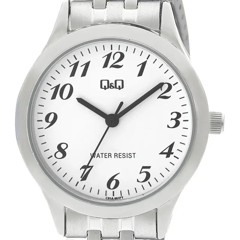 Q&Q Numeric White Dial Silver-tone Ladies Watch- C01A-001PY